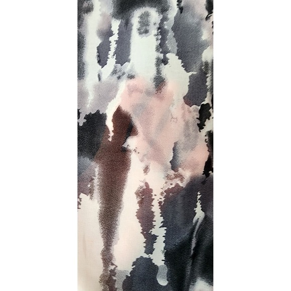 Paraphrase Abstract Print Cape Top Flowy Blouse Lightweight Black Beige Small - Picture 4 of 6
